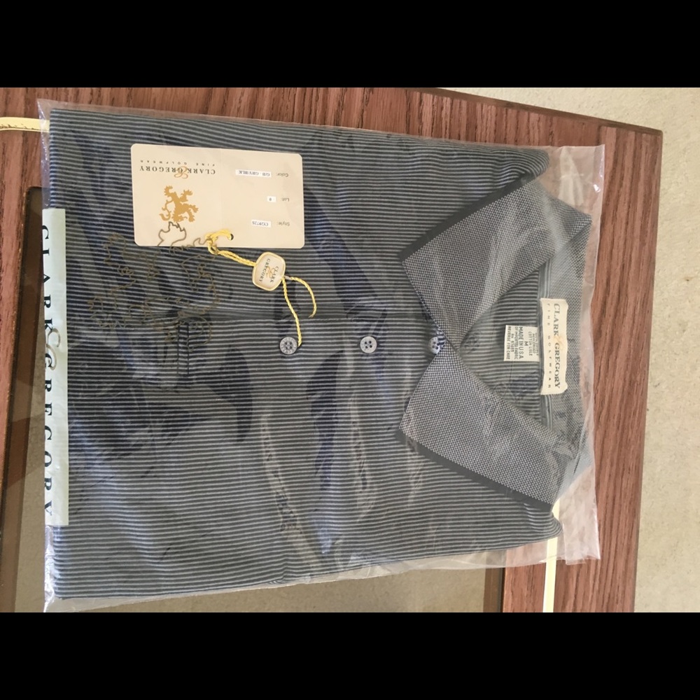 NWT Clark Gregory Polo Golf Shirt, M, Dark Grey